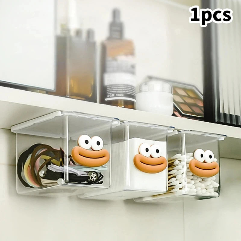 Transparent Bathroom Cotton Stick Makeup Cotton Bathroom Pull-Out Storage Drawer Style Storage Box under the Mirror Cabinet