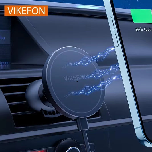 VIKEFON 30W Magnetic Car Wireless Charger for Iphone 12 13 14 15 Pro Max Air Vent Car Phone Holder Stand Fast Car Charging