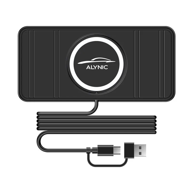 Kabelloses Ladepad Auto 15W – Rutschfestes Schnellladegerät mit Silikon-Halterung für iPhone, Samsung, Huawei & alle Qi-Geräte