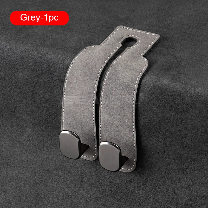Quality Car Headrest Hook Premium Suede Rear Seat Hanging Dual Hook 20KG Large Load-Bearing Alloy Hook Hanger Universal
