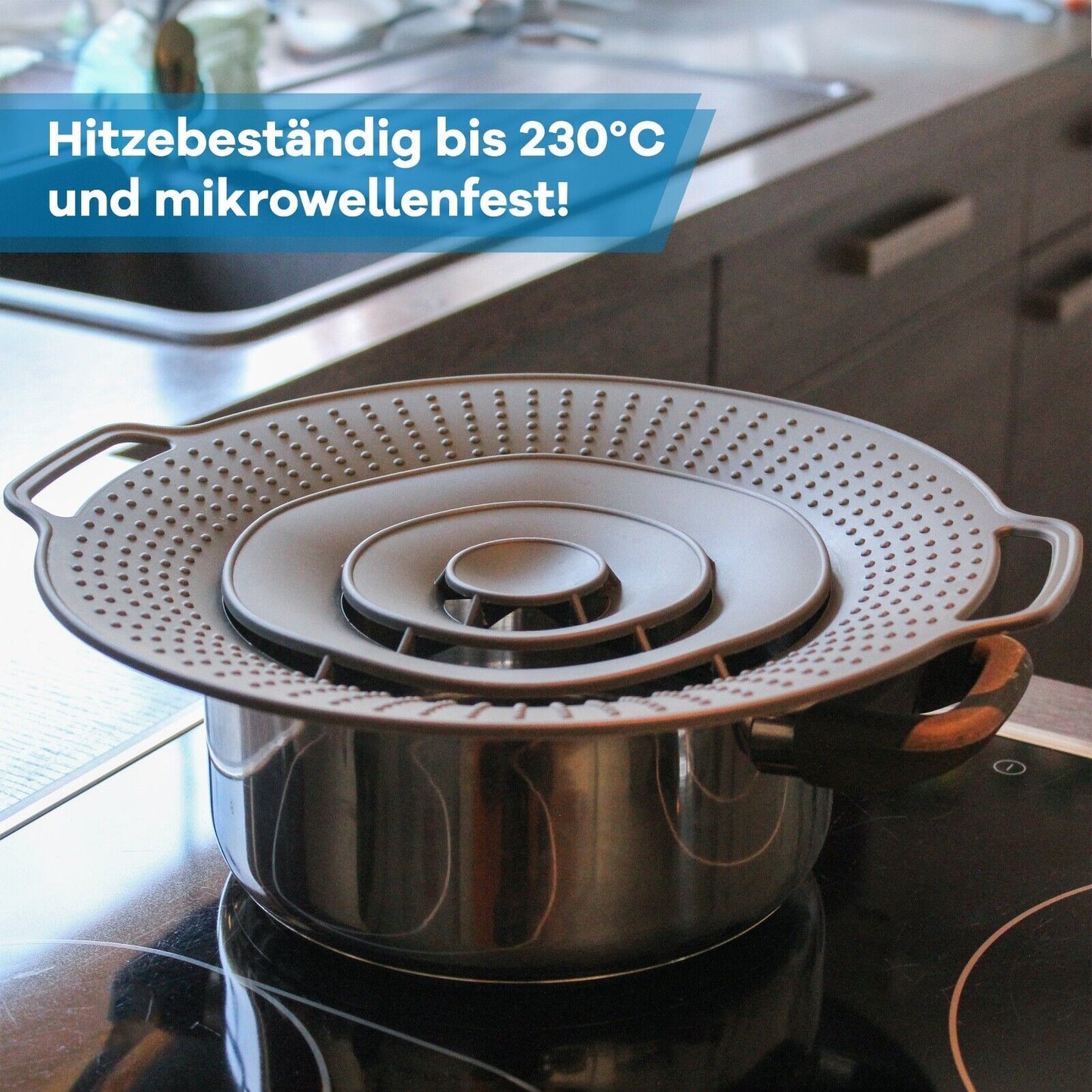 Überkochschutz Überlaufschutz Silikon Spritz Schutz Für Töpfe Pfannen Topfdeckel