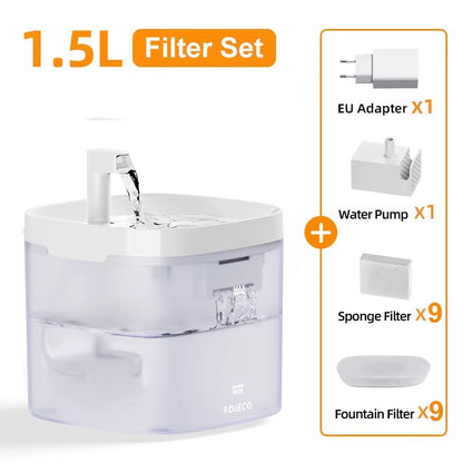 Katzenbrunnen 1,5L – Automatischer Haustier-Wasserspender mit Doppel-Filter, Ultra-Leise Pumpe & 2 Wasserfluss-Modi
