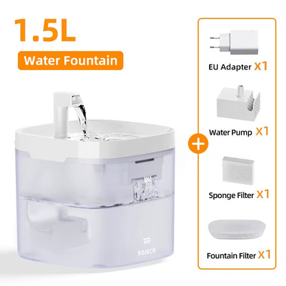 Katzenbrunnen 1,5L – Automatischer Haustier-Wasserspender mit Doppel-Filter, Ultra-Leise Pumpe & 2 Wasserfluss-Modi
