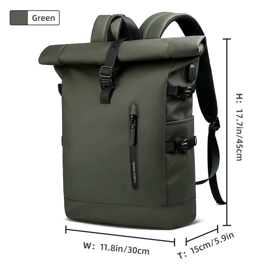 Expandable Travel Backpack Men Large Capacity Waterproof 15.6” Laptop Bag Hiking Rucksack Cycling Daypack Bag with USB Port