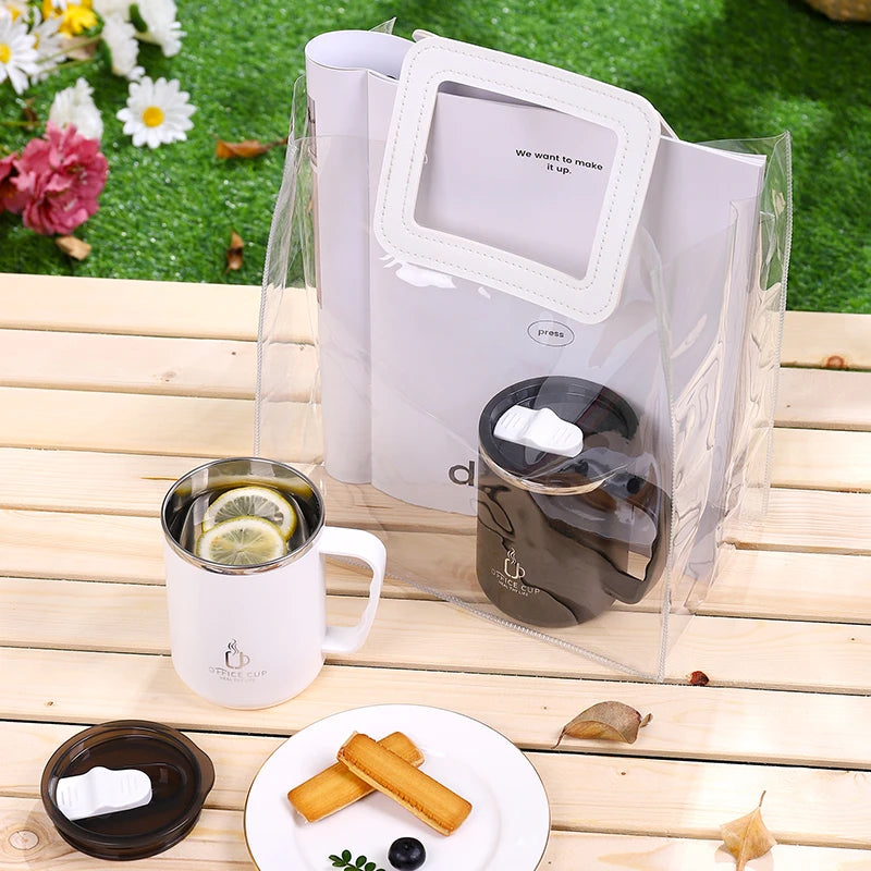 Edelstahl Thermobecher 500ml – Doppelwandige Isolierung, Kaffee- & Teebecher mit Griff & auslaufsicherem Deckel, langlebiger 304 Edelstahl