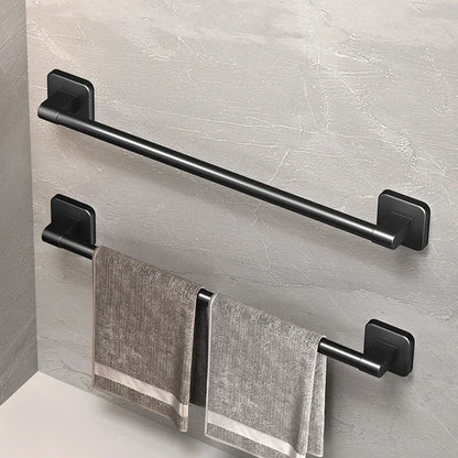 Selbstklebender Handtuchhalter – Bohrfrei, Aluminium Handtuchstange in Schwarz, Rostfrei & Wasserfest für Bad & Küche