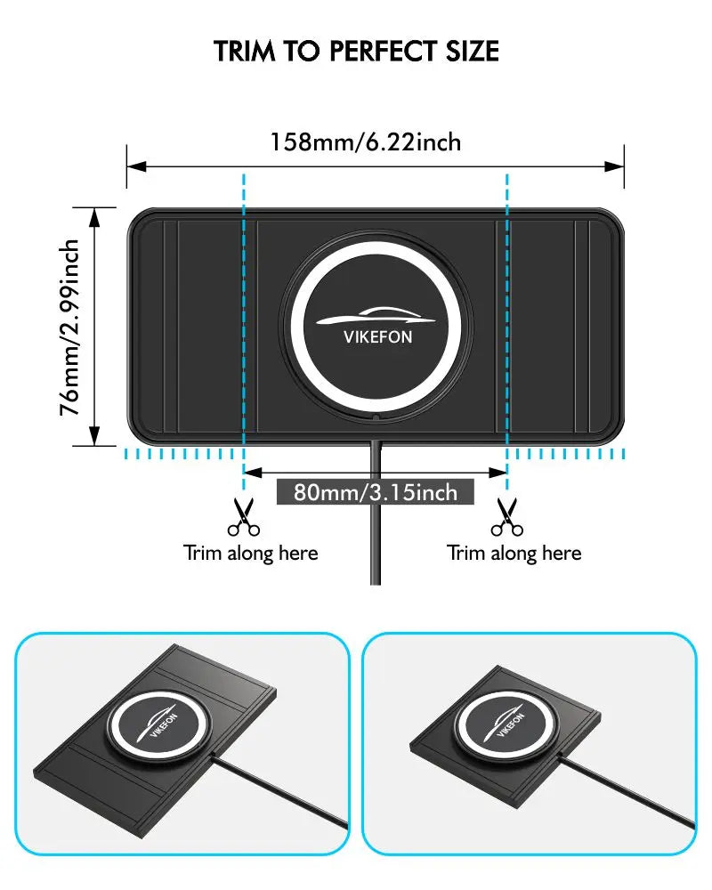 Kabelloses Ladepad Auto 15W – Rutschfestes Schnellladegerät mit Silikon-Halterung für iPhone, Samsung, Huawei & alle Qi-Geräte