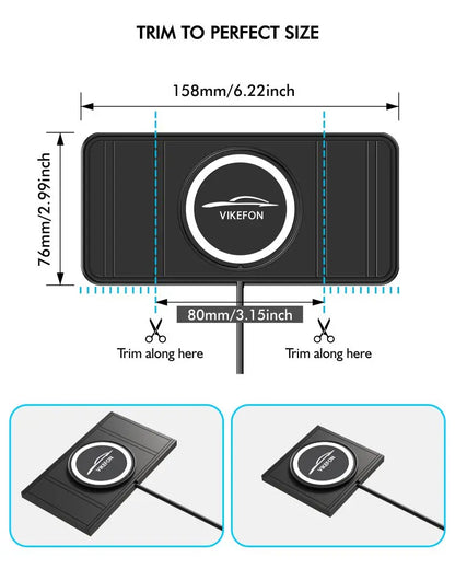 Kabelloses Ladepad Auto 15W – Rutschfestes Schnellladegerät mit Silikon-Halterung für iPhone, Samsung, Huawei & alle Qi-Geräte