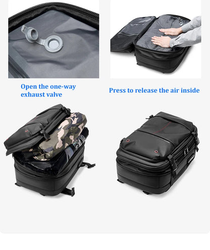 Reise-Laptop-Rucksack 17 Zoll mit Vakuum-Kompression – Erweiterbarer Business- & Schulrucksack bis 60L, wasserdicht, diebstahlsicher & TSA-Schloss