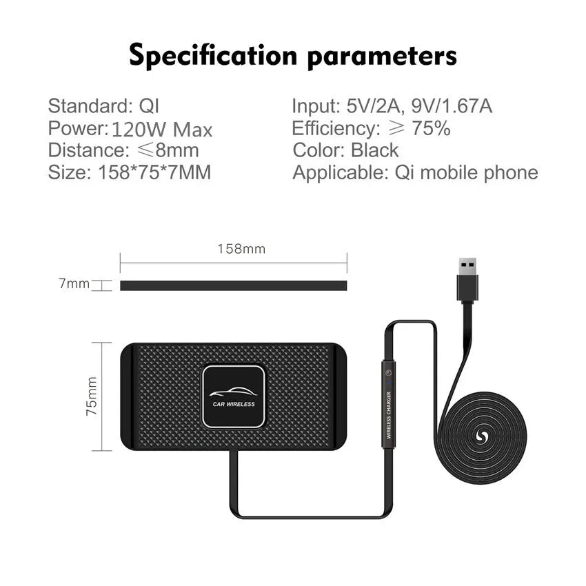Kabelloses Ladepad Auto 15W – Rutschfestes Schnellladegerät mit Silikon-Halterung für iPhone, Samsung, Huawei & alle Qi-Geräte