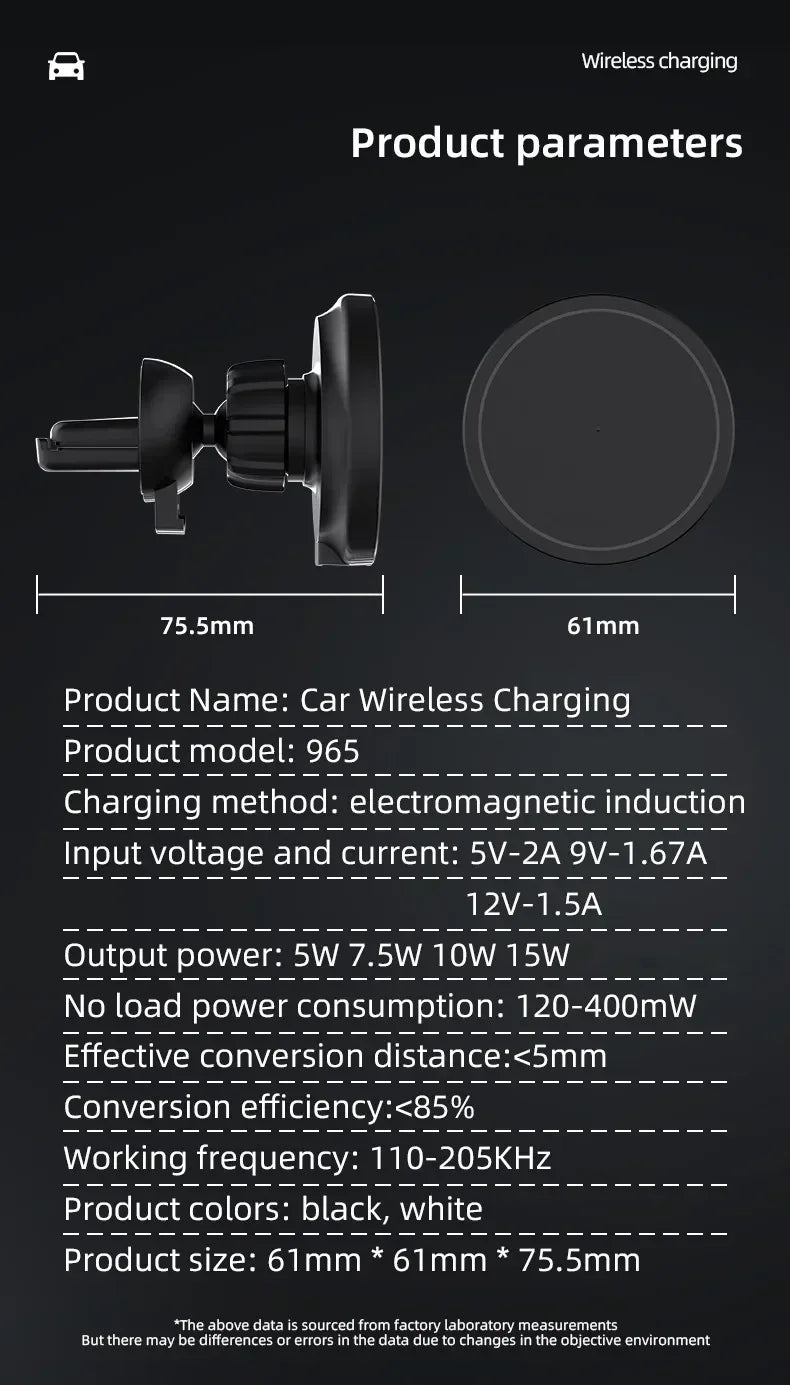 Magnetische Auto Handyhalterung mit Wireless Charger – 15W Schnellladegerät für iPhone 12–15, 360° drehbar & stabil
