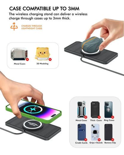 Kabelloses Ladepad Auto 15W – Rutschfestes Schnellladegerät mit Silikon-Halterung für iPhone, Samsung, Huawei & alle Qi-Geräte