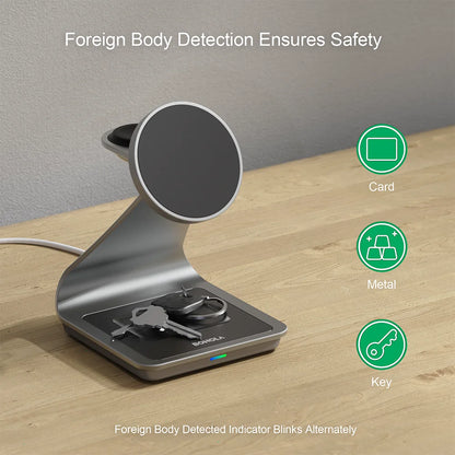 3-in-1 Kabelloses Ladegerät 15W – Wireless Ladestation für Samsung Galaxy S25/S24/S23, Watch & Buds, Schnellladen mit Aluminium-Design
