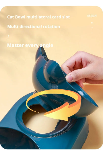 3-in-1 Katzennapf mit Wasserspender – Futterstation mit Neigungsdesign, Wirbelsäulenschutz & automatischer Wasserzufuhr