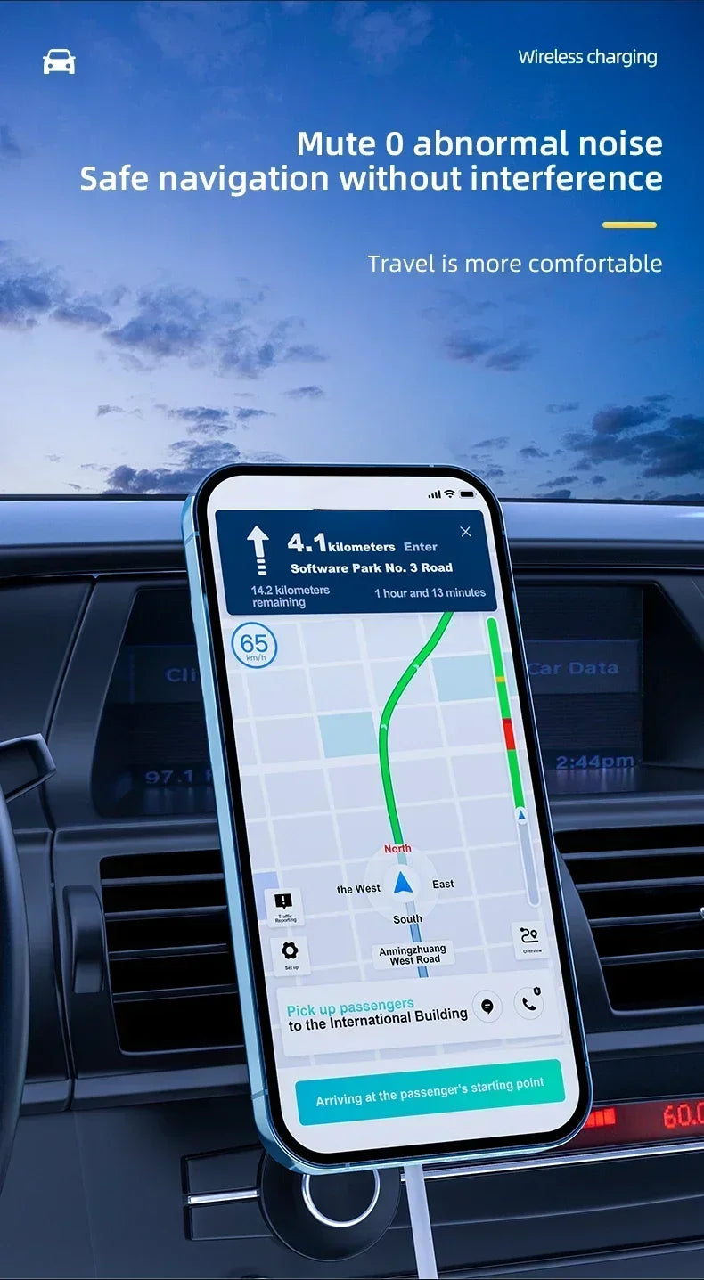 Magnetische Auto Handyhalterung mit Wireless Charger – 15W Schnellladegerät für iPhone 12–15, 360° drehbar & stabil