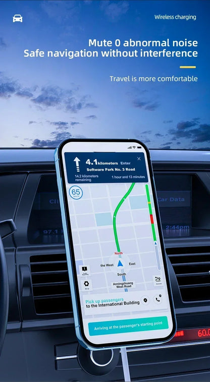 Magnetische Auto Handyhalterung mit Wireless Charger – 15W Schnellladegerät für iPhone 12–15, 360° drehbar & stabil