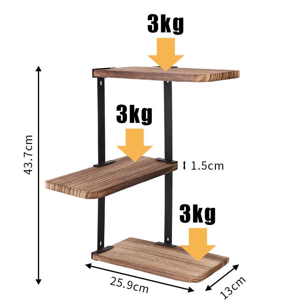 3 Ablagen Wandregal Hängeregal Schweberegal Board Holz Für Küchen Bad Bücher DHL