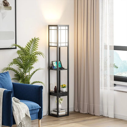 Moderne Regal-Stehlampe Für Wohnzimmer Und Schlafzimmer 26 X 26 X 160,5 Cm Schwarz