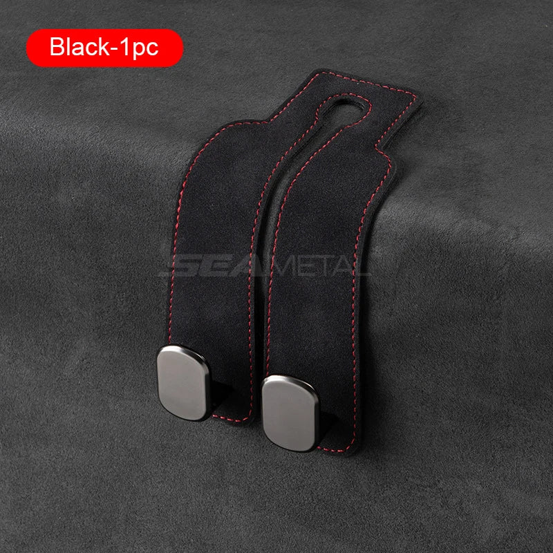 Quality Car Headrest Hook Premium Suede Rear Seat Hanging Dual Hook 20KG Large Load-Bearing Alloy Hook Hanger Universal