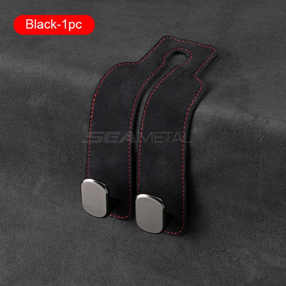 Quality Car Headrest Hook Premium Suede Rear Seat Hanging Dual Hook 20KG Large Load-Bearing Alloy Hook Hanger Universal