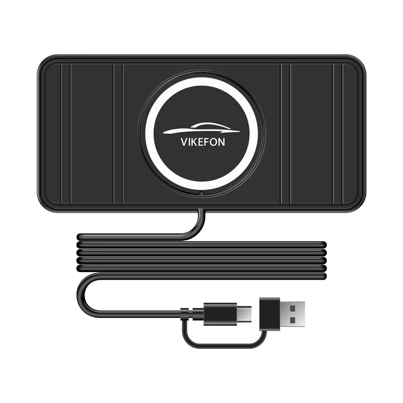 Kabelloses Ladepad Auto 15W – Rutschfestes Schnellladegerät mit Silikon-Halterung für iPhone, Samsung, Huawei & alle Qi-Geräte