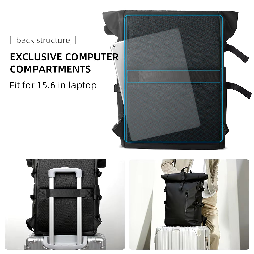 Expandable Travel Backpack Men Large Capacity Waterproof 15.6” Laptop Bag Hiking Rucksack Cycling Daypack Bag with USB Port