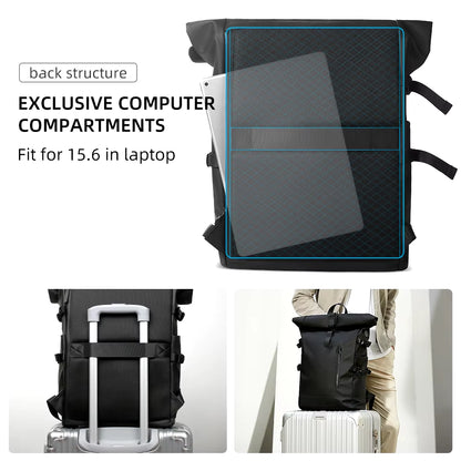 Expandable Travel Backpack Men Large Capacity Waterproof 15.6” Laptop Bag Hiking Rucksack Cycling Daypack Bag with USB Port
