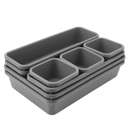 Schubladen Organizer Set 8-teilig – stapelbare Aufbewahrungsboxen in verschiedenen Größen, flexibel kombinierbar für Küche, Bad & Schminktisch