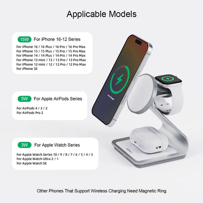 Bonola Magnetic 3 in 1 Wireless Charger for Iphone 16/15/13/14 Pro/12 30W Wireless Charging Station for Apple Watch/Airpods Pro