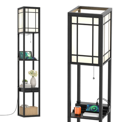 Moderne Regal-Stehlampe Für Wohnzimmer Und Schlafzimmer 26 X 26 X 160,5 Cm Schwarz
