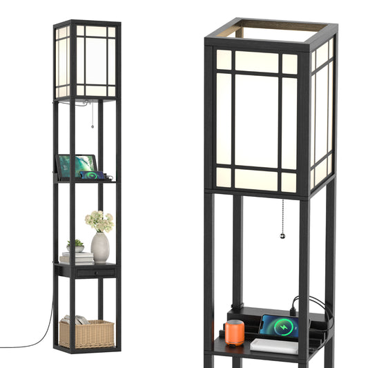 Moderne Regal-Stehlampe Für Wohnzimmer Und Schlafzimmer 26 X 26 X 160,5 Cm Schwarz