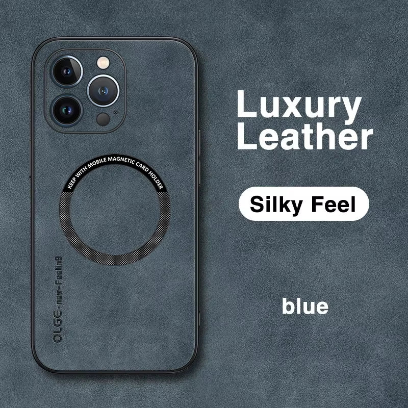 For Magsafe Luxury Leather Shockproof Phone Cases for Iphone 16 15 14 13 12 11 Pro Max 16E plus Magnetic Wireless Charging Cover