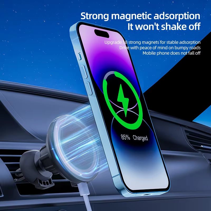 VIKEFON 30W Magnetic Car Wireless Charger for Iphone 12 13 14 15 Pro Max Air Vent Car Phone Holder Stand Fast Car Charging